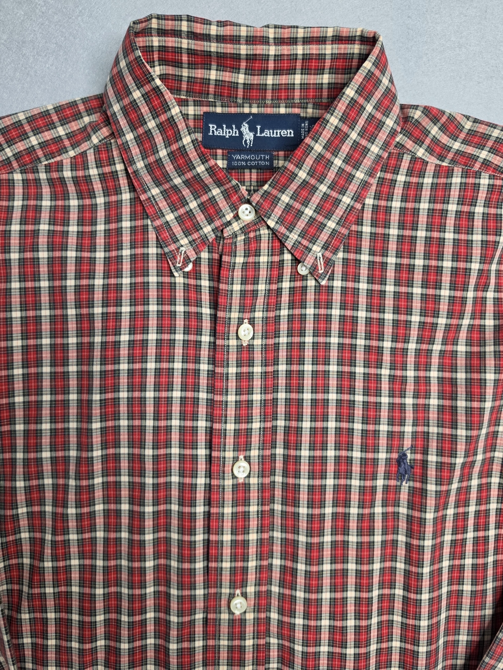 Ralph Lauren Blake Button Down Shirt Mens XL Red Black Plaid Tartan Long Sleeve